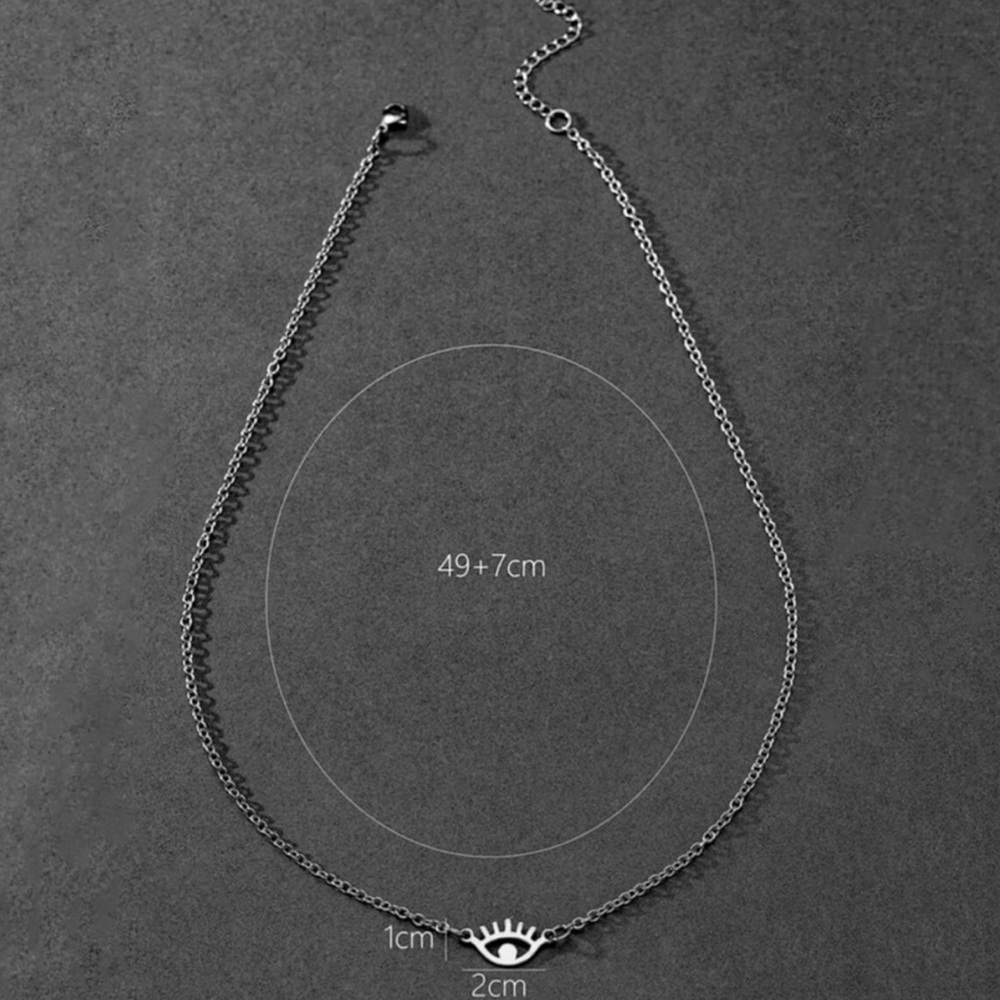 Silver Evil Eye Minimalist Clasp Back Necklace - Picture 4 of 5